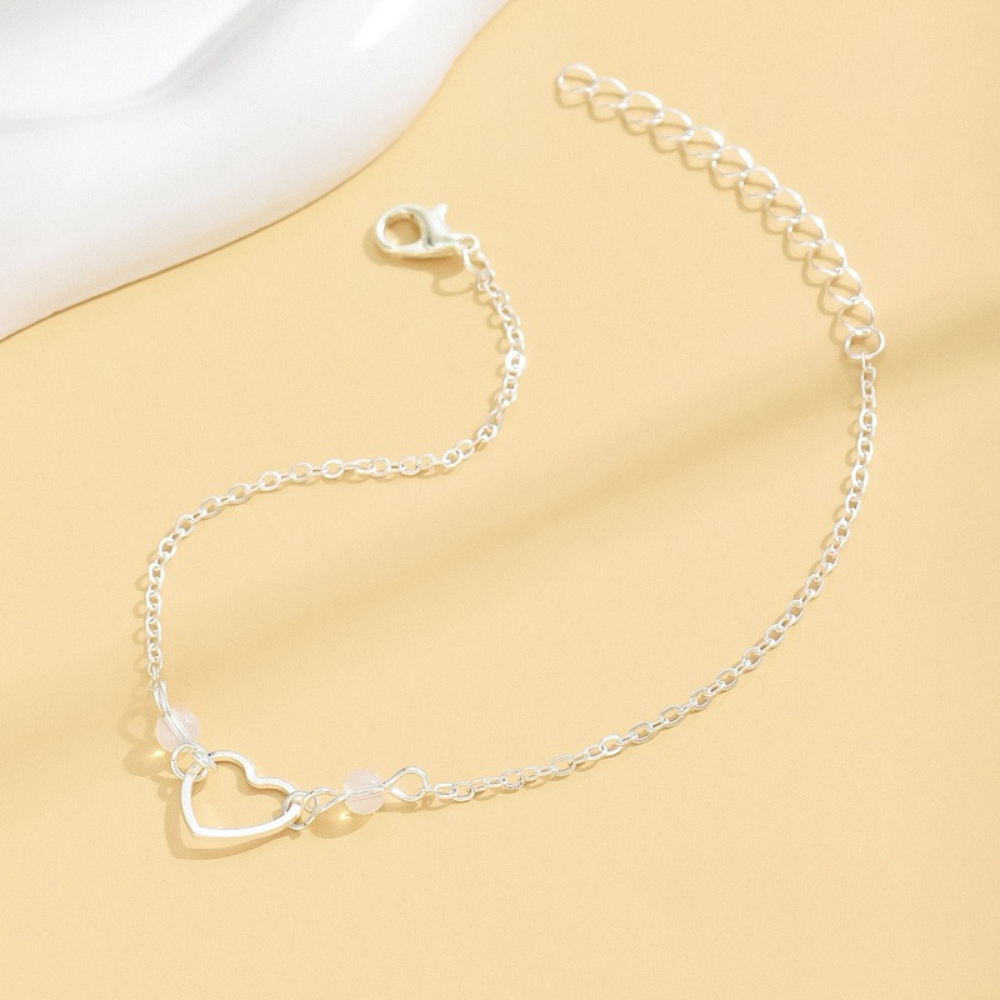 Elegant Hollow-Out Heart Women's Anklet, Adjustable Design